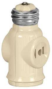 Eaton Wiring Devices 715V-BOX Adapter, Medium Base, 660 W, 2-Outlet, Thermoplastic, Ivory