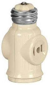 Eaton Wiring Devices 715V-BOX Adapter, Medium Base, 660 W, 2-Outlet, Thermoplastic, Ivory