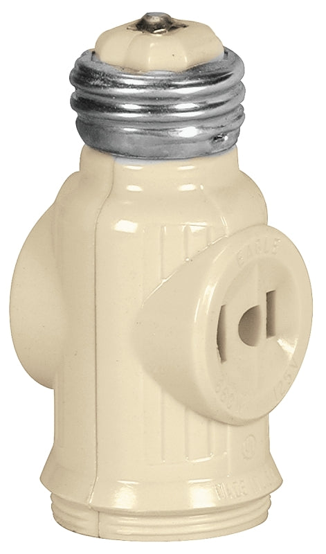 Eaton Wiring Devices 715V-BOX Adapter, Medium Base, 660 W, 2-Outlet, Thermoplastic, Ivory