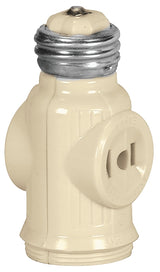 Eaton Wiring Devices 715V-BOX Adapter, Medium Base, 660 W, 2-Outlet, Thermoplastic, Ivory