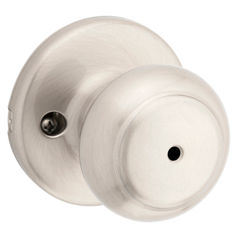Kwikset 300CV-15 CP Privacy Lockset, Knob Handle, Satin Nickel, 2-3/16 in Dia Knob