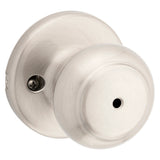Kwikset 300CV-15 CP Privacy Lockset, Knob Handle, Satin Nickel, 2-3/16 in Dia Knob