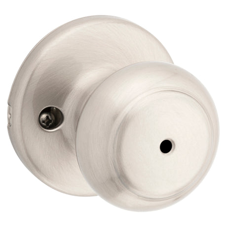 Kwikset 300CV-15 CP Privacy Lockset, Knob Handle, Satin Nickel, 2-3/16 in Dia Knob