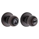 Kwikset 400P 11P CP Entry Knob, Ball, Polo, Venetian Bronze, Zinc, Pin, Tumbler Keyway, Residential, 3 Grade