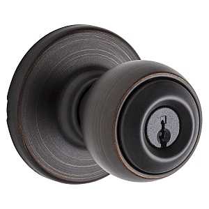 Kwikset 400P 11P CP Entry Knob, Ball, Polo, Venetian Bronze, Zinc, Pin, Tumbler Keyway, Residential, 3 Grade