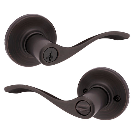Kwikset 405BL 11P Entry Lever, Thumbturn Lock, Venetian Bronze, Zinc, Residential, Reversible Hand, 3 Grade