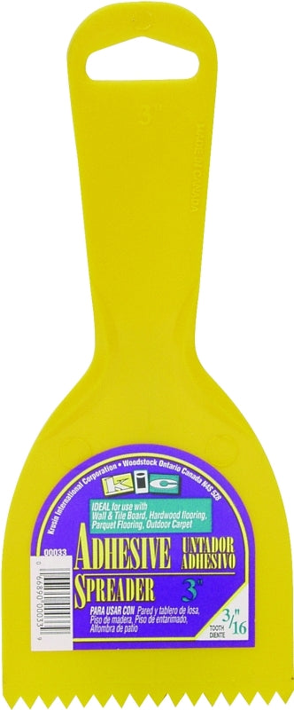 Homax 33 Adhesive Spreader Knife, 3/16 in Notch, Notched Blade, Polystyrene Blade, Polystyrene Handle