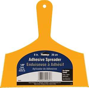 Homax 82 Adhesive Spreader Knife, 1/8 in Notch, Notched Blade, Polystyrene Blade, Polystyrene Handle, Reinforced Handle