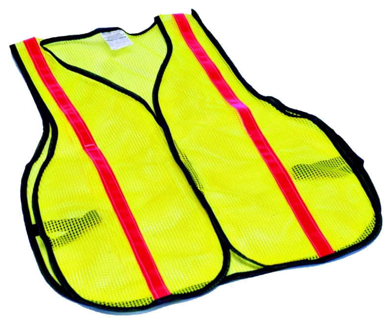Safety Works SWX00354 High-Visibility Safety Vest, One-Size, Polyester, Lime Yellow, Hook and Loop