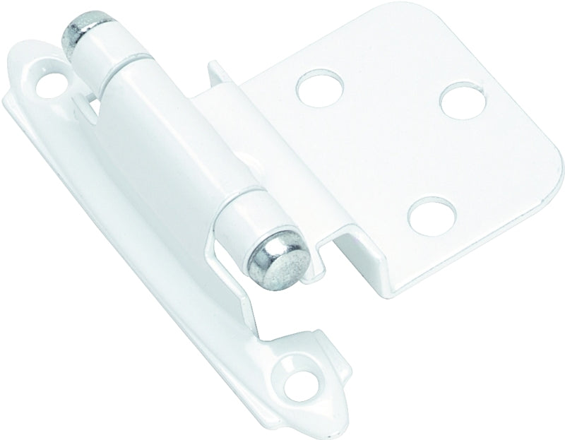Amerock BPR3428W Inset Self Closing Face Mount White Cabinet Hinge, 3/8 in Inset, 2-3/4 in L x 2-3/16 in W, 1 pair