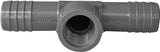 Boshart UPVCFRT-070705 Combination Hose Reducing Tee, 3/4 x 1/2 in, Insert x Insert x FPT, PVC, Black