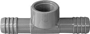 Boshart UPVCFT-07 Combination Hose Tee, 3/4 in, Insert x Insert x FPT, PVC, Black