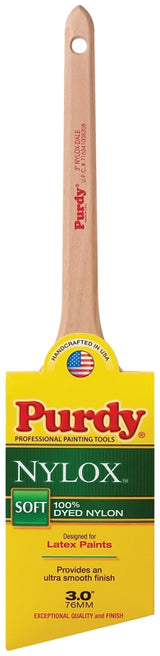Purdy 144080230 Paint Brush, 3 in W, Angular Brush, 2-15/16 in L Bristle, Nylon Bristle, Rat Tail Handle