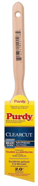 Purdy 144152120 Paint Brush, 2 in W, Angular Brush, 2-11/16 in L Bristle, Nylon/Polyester Bristle, Fluted Handle