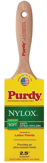 Purdy 144380225 Paint Brush, 2-1/2 in W, Flat Brush, 2-15/16 in L Bristle, Nylon Bristle, Beaver Tail Handle