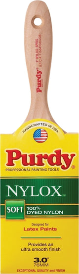 Purdy 380230 Trim Brush, Natural Hardwood Handle, 3 in W, Nylon Bristle, Beaver Tail Handle