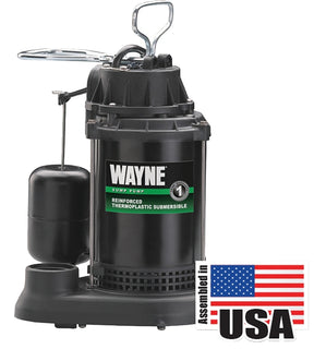 Wayne SPF33 Sump Pump, 1-Phase, 9.5 A, 120 V, 0.33 hp, 1-1/2 in Outlet, 15 ft Max Lift Head, 3750 gph