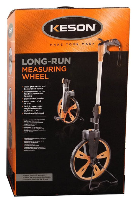 Keson RRT12 Measuring Wheel, 10,000 ft, 12 in Wheel, ABS Wheel, ABS, Orange