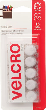 VELCRO Brand 90070 Hook and Loop Fastener, 5/8 in W, Nylon, White, Rubber Adhesive