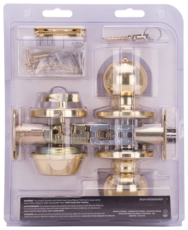 ProSource B37B1-PS Deadbolt and Entry Lockset, Turnbutton Lock, Saturn Design, Polished Brass, 3 Grade, Brass, Pack of 2