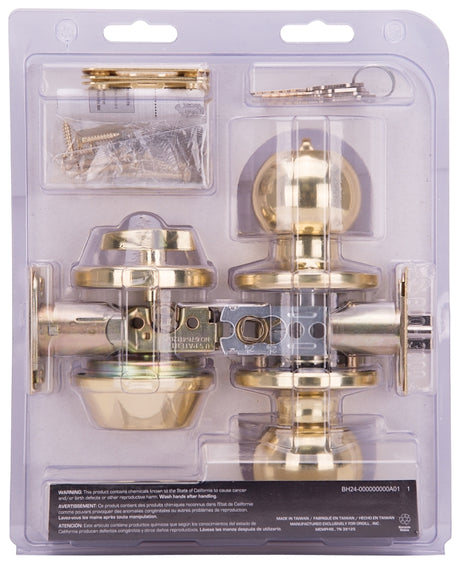 ProSource B37B1-PS Deadbolt and Entry Lockset, Turnbutton Lock, Saturn Design, Polished Brass, 3 Grade, Brass, Pack of 2