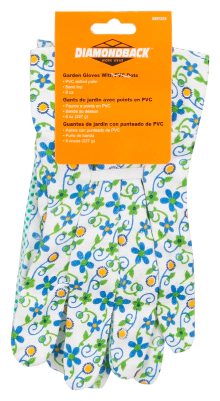Diamondback C001 Garden Gloves with PVC Dots, Women's, One-Size, Fabric 80% Cotton 20% polyester