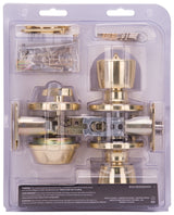 ProSource BS7B1-PS Deadbolt and Entry Lockset, Turn Button Lock, Knob Handle, Tulip Design, Polished Brass, 3 Grade, Pack of 2