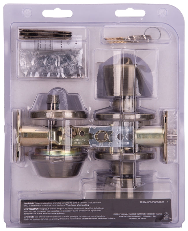 ProSource BS8B1-PS Deadbolt and Entry Lockset, Turnbutton Lock, Tulip Design, Antique Brass, 3 Grade, Brass, Pack of 2