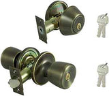 ProSource BS8B1-PS Deadbolt and Entry Lockset, Turnbutton Lock, Tulip Design, Antique Brass, 3 Grade, Brass, Pack of 2