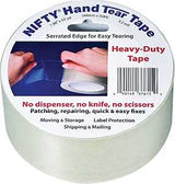 Nifty T3761RTL Hand Tear Tape, 55 yd L, 2 in W, Polypropylene Backing, Clear