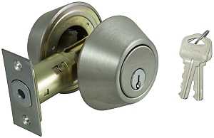 ProSource DB62V-PS Deadbolt, 3 Grade, Stainless Steel, 2-3/8 to 2-3/4 in Backset, KW1 Keyway, Pack of 3