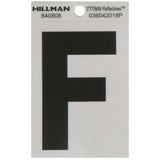 HILLMAN 3 in. Reflective Black Vinyl Self-Adhesive Letter F 1 pc, Pack of 6