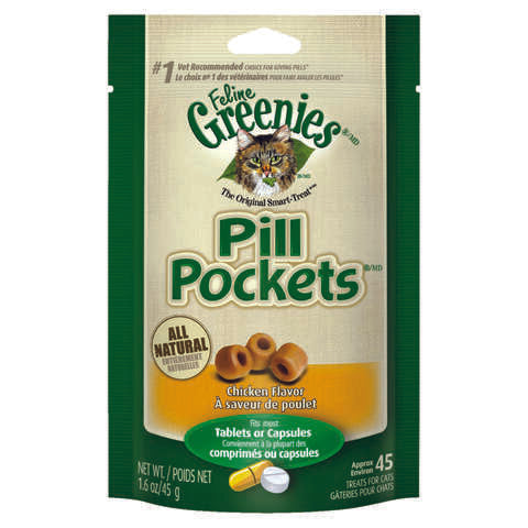 Greenies Pill Pockets Adult Chicken Cat Food Grain Free 1.6 oz