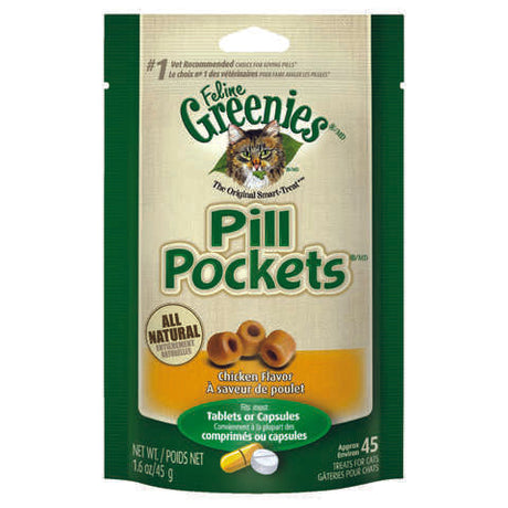 Greenies Pill Pockets Adult Chicken Cat Food Grain Free 1.6 oz