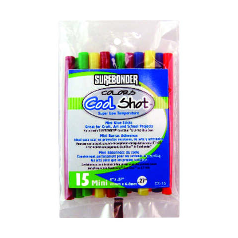 Surebonder 0.3 in. D X 4 in. L Cool Shot Mini Glue Sticks Assorted Colors 15 pk