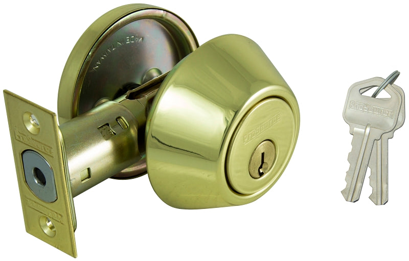 ProSource DB71V-PS Deadbolt, 3 Grade, Polished Brass, 2-3/8 to 2-3/4 in Backset, KW1 Keyway, Pack of 3