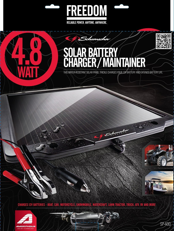 Schumacher SP-400 Solar Battery Charger/Maintainer, Lead-Acid Battery, Black