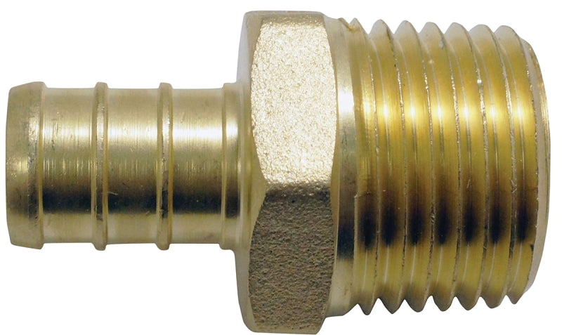 Apollo APXMA1212 Pipe Adapter, 1/2 in, PEX x MPT, Brass, 200 psi Pressure