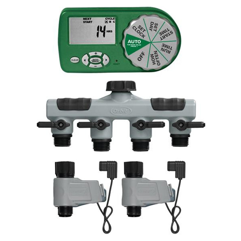 Orbit Programmable 4 Zone Sprinkler Timer with Valve, Pack of 3