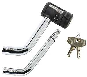 Master Lock 2866DAT Receiver Lock, For: 1/2 in and 5/8 in Receivers, Stainless Steel, Black/Silver