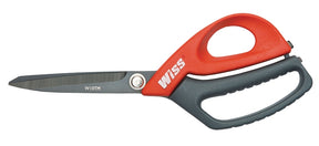 Wiss W10TM Lightweight Scissors, 10 in OAL, 4 in L Cut, Stainless Steel Blade, Ring Handle, Gray/Red Handle