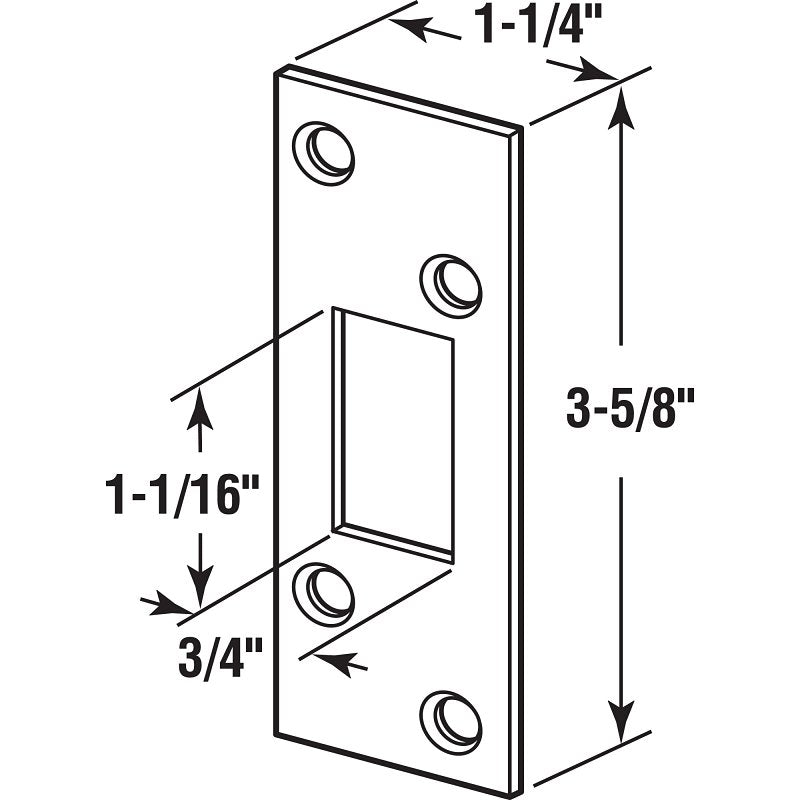 Defender Security E 2285 Deadbolt Strike Plate, 3-5/8 in L, 1-1/4 in W, Steel, Antique Brass