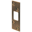 Defender Security E 2285 Deadbolt Strike Plate, 3-5/8 in L, 1-1/4 in W, Steel, Antique Brass
