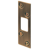 Defender Security E 2285 Deadbolt Strike Plate, 3-5/8 in L, 1-1/4 in W, Steel, Antique Brass