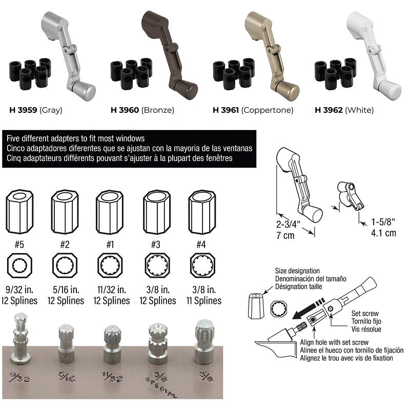 Prime-Line H 3962 Crank Handle, White, Zinc, Painted