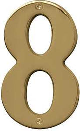 Hy-Ko BR-51PB, Prestige Series BR-51PB/8 House Number, Character: 8, 5 in H Character, Solid Brass, Pack of 3