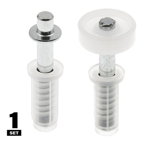 Prime-Line N 7266 Door Pivot and Guide Set, 3/8 in Dia Base, 1 in H Base, Plastic/Steel, 2/PK