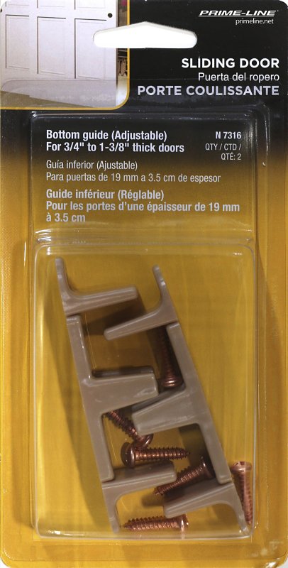 Prime-Line N 7316 Door Guide, 2-1/8 in L x 1 in H Dimensions, Nylon, Tan, Floor, 2/PK