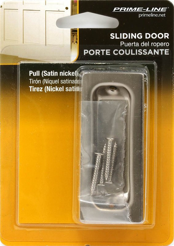Prime-Line N 7342 Door Pull, 1-3/8 in W, 3/8 in D, 3-1/4 in H, Brass, Satin Nickel