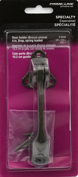 Prime-Line U 9152 Door Holder, 4-7/8 in H, Wall Mounting, Rubber/Zinc, Bronze